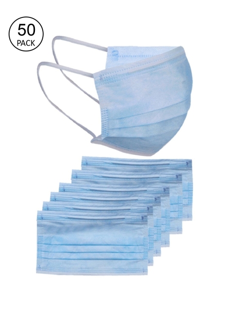 

OOMPH Unisex Pack Of 50 Solid 3-Ply Disposable Surgical Masks, Blue