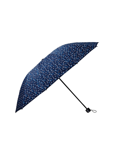 

LOOM LEGACY Navy Blue & White Floral Printed 3-Fold Umbrella