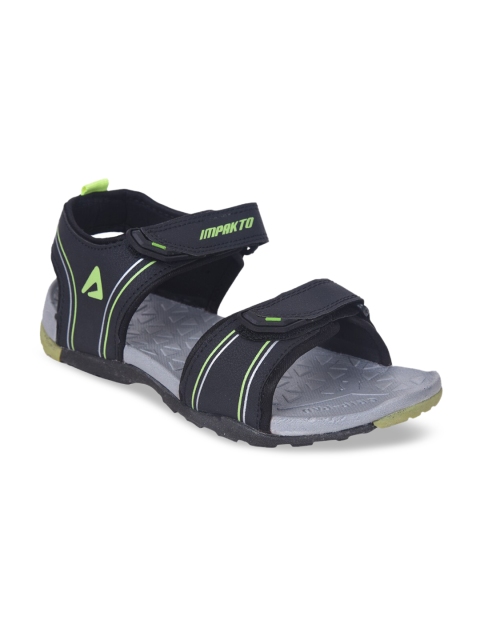 

IMPAKTO Men Grey & Black Sports Sandals