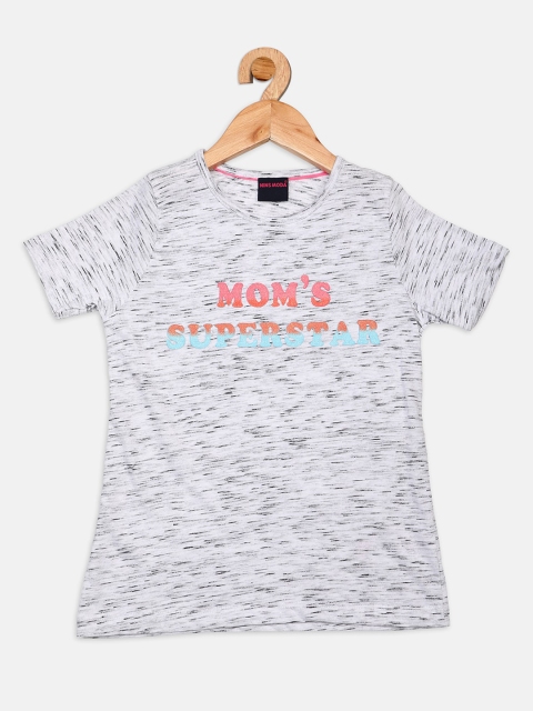 

Nins Moda Girls Off White & Pink Printed Regular Top