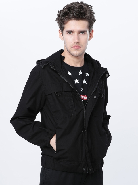 

Ecko Unltd Men Black Solid Hooded Tailored Jacket