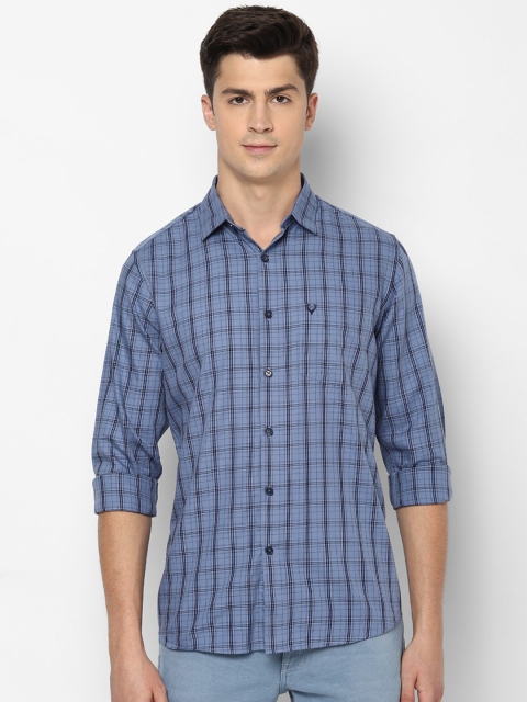 

Allen Solly Men Blue Slim Fit Checked Pure Cotton Casual Shirt