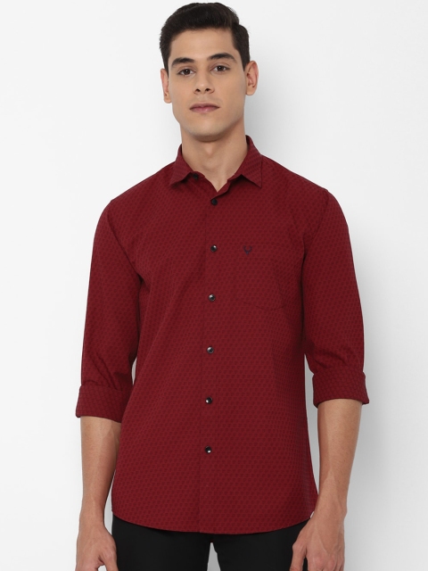 

Allen Solly Men Maroon & Black Pure Cotton Slim Fit Printed Casual Shirt