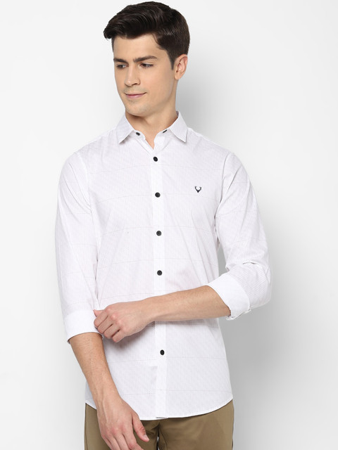 

Allen Solly Men White & Black Slim Fit Checked Pure Cotton Smart Casual Shirt