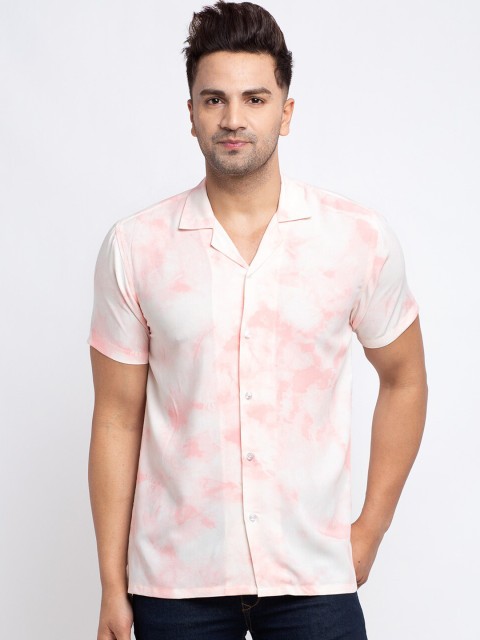 

Ennoble Men Pink & White Slim Fit Dyed Casual Shirt