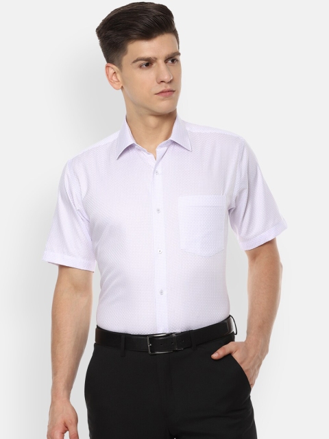 

Van Heusen Men White & Purple Pure Cotton Regular Fit Checked Formal Shirt