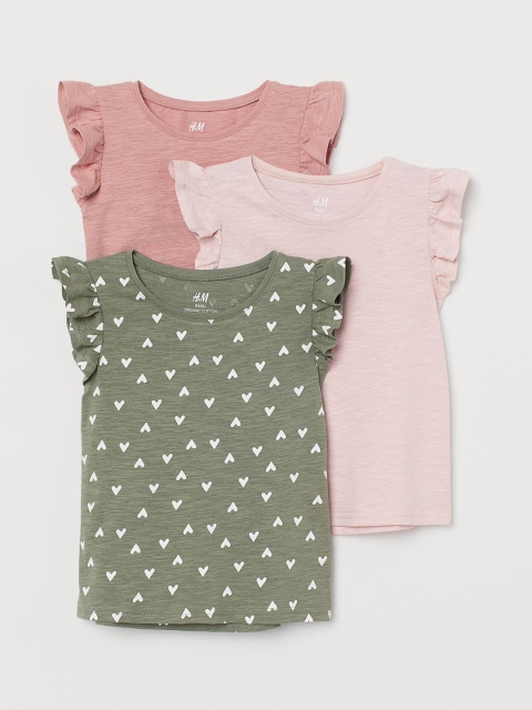 

H&M Girls Pink & Green 3-Pack Flutter-Sleeved Tops