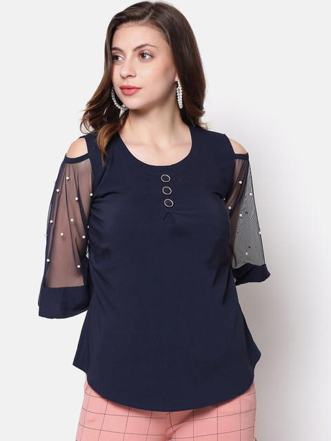 

V2 Value & Variety Blue Embellished Regular Top