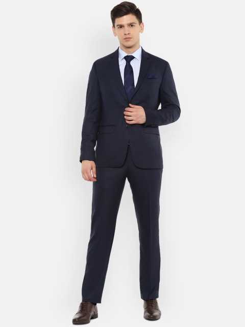 

Luxure by Louis Philippe Men Navy Blue Self Design Slim-Fit Single-Breasted Two-Piece Formal Suit