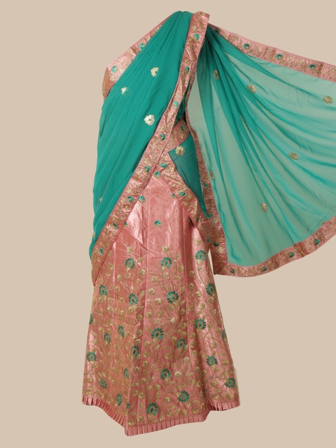 

Pothys Green & Pink Poly Chiffon Embroidered Saree