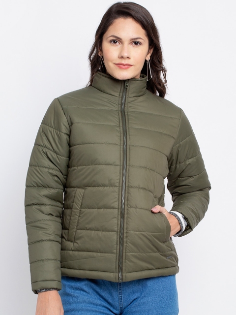 

PERFKT-U Women Olive Green Solid Insulator Puffer Jacket