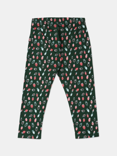 

Donuts Infant Girls Green & Red Printed Ankle-Length Leggings