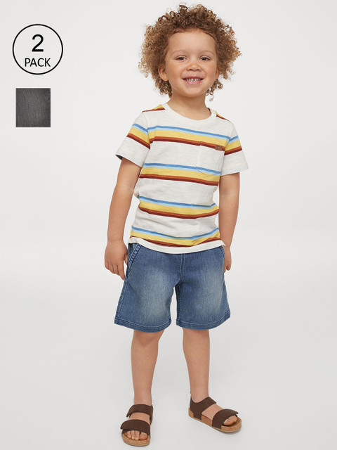 

H&M Boys Blue & Grey Solid 2-Pack Denim Pull-On Shorts