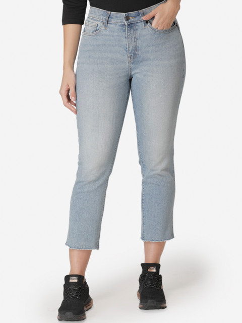 

Mode by Red Tape Women Blue Straight Fit Mid-Rise Clean Look Cropped Jeans