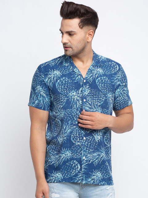 

Ennoble Men Blue & Off-White Slim Fit Printed Casual Shirt