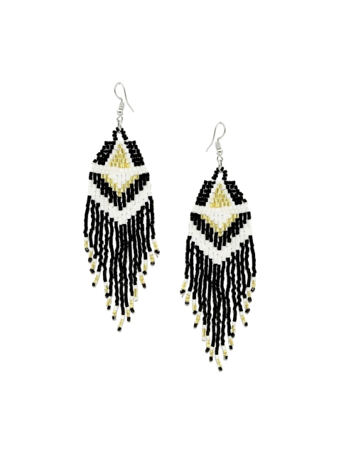

Crunchy Fashion Black & Gold Contemporary Handcrafted Bohemian Drop Earrings