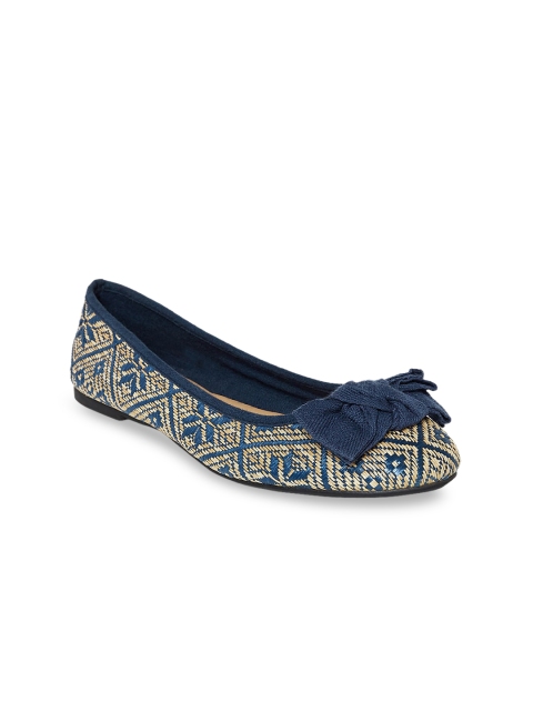 

Forever Glam by Pantaloons Women Blue Woven Design Fabric Ballerinas