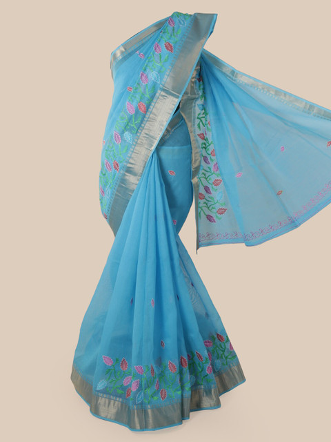 

Pothys Blue Cotton Blend Woven Design Chanderi Cotton Saree