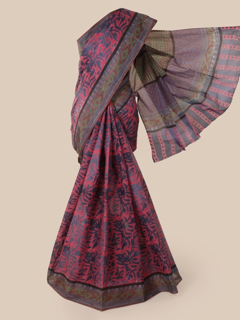 

Pothys Pink & Blue Pure Cotton Printed Saree