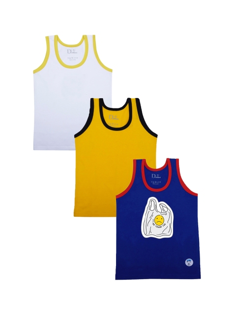 

DChica Boys Pack Of 3 Assorted Basic Cotton Vests DCVSMR6561/2-3-Yellow