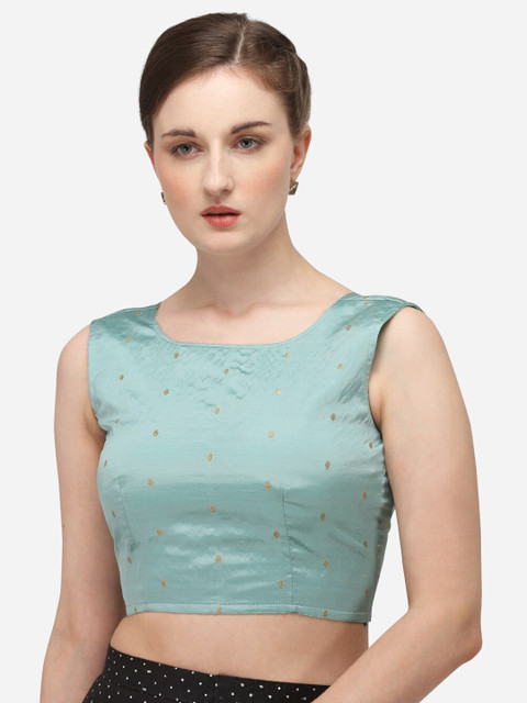 

Nanda Silk Mills Women Sea Green Woven Design Saree Blouse