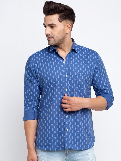 

Ennoble Men Blue & White Slim Fit Printed Casual Shirt