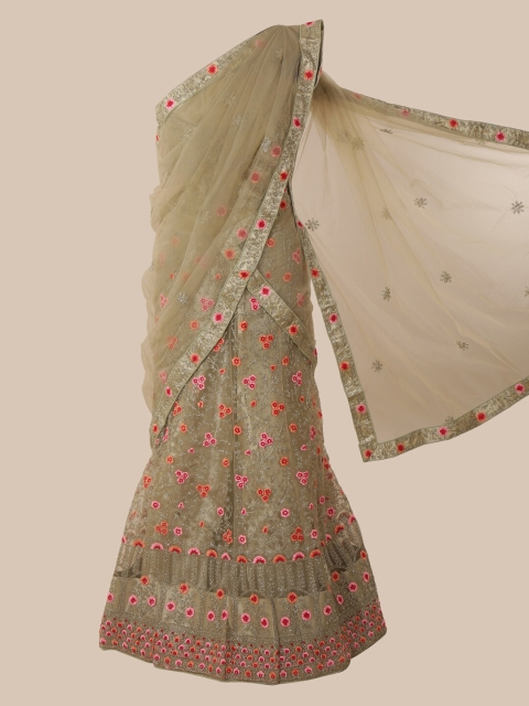 

Pothys Green Embroidered Net Half Saree