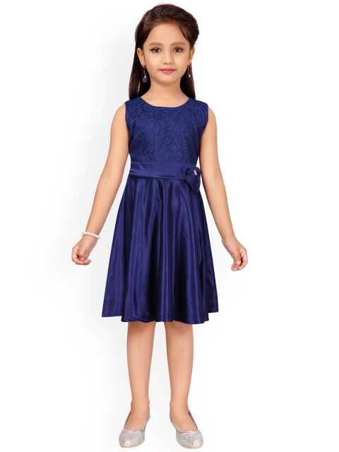 

Aarika Girls Navy Blue Lace Fit and Flare Dress