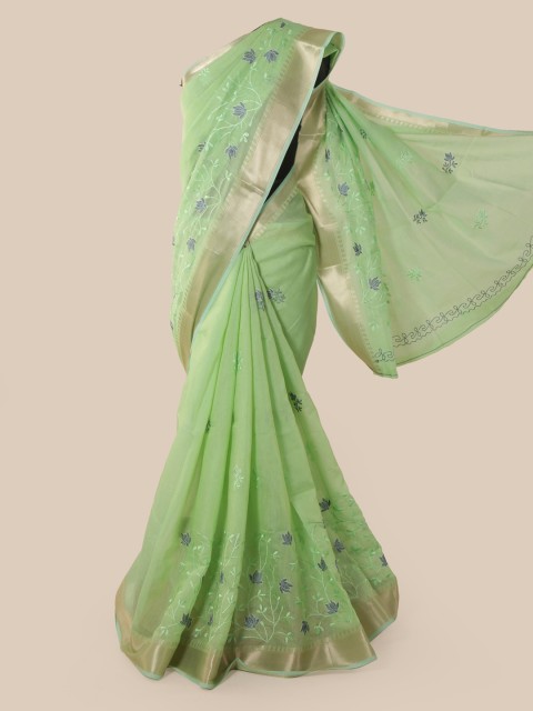

Pothys Green Woven Design Chanderi Saree