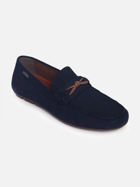 

ALDO Men Navy Blue Solid Leather Loafers