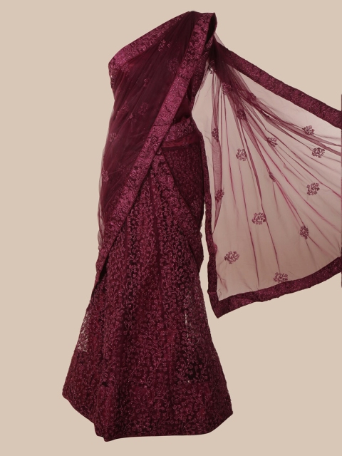 

Pothys Burgundy Embroidered Net Saree