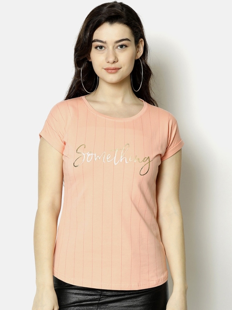 

V2 Value & Variety Peach-Coloured Chambray Regular Top