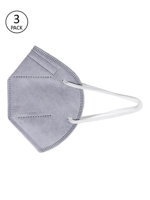 

OOMPH Unisex Pack of 3 Grey Solid 5-Ply Anti-Pollution N95 Masks
