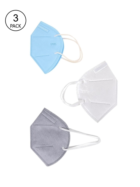 

OOMPH Unisex Pack Of 3 5-Ply Reusable Anti-Pollution KN95 Face Masks, Blue