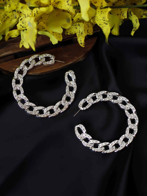 

Bellofox Silver-Toned Contemporary Hoop Earrings