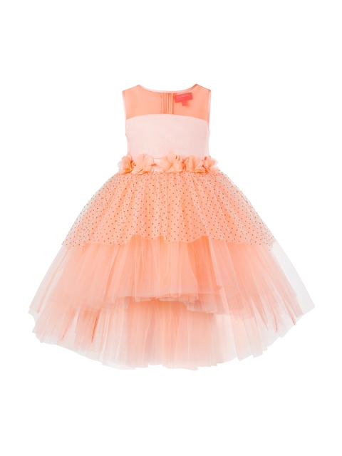 

Toy Balloon kids Girls Peach-Coloured Embellished Net Fit & Flare Dress