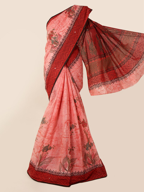 

Pothys Pink Printed Cotton Blend Saree