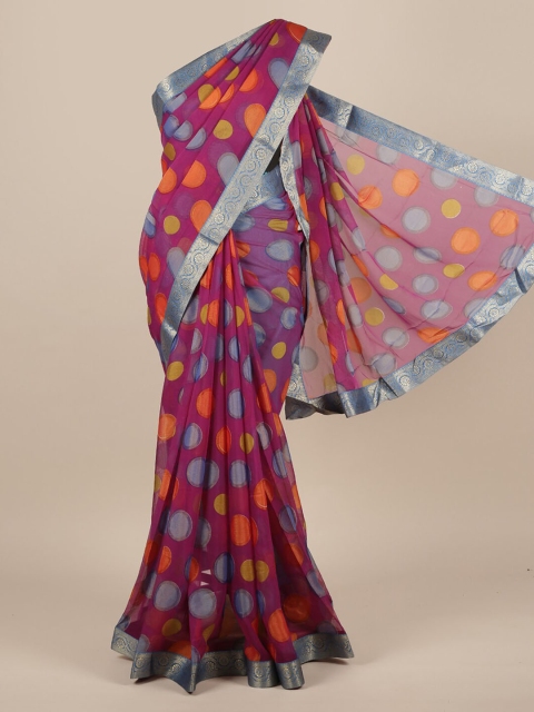 

Pothys Violet Printed Poly Chiffon Saree