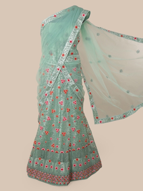

Pothys Green Woven Design Net Lehenga Saree
