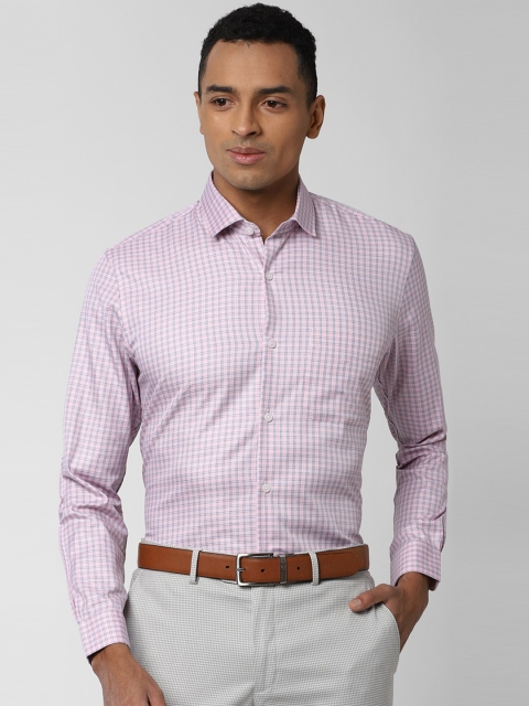 

Peter England Elite Men Pink Slim Fit Checked Formal Shirt
