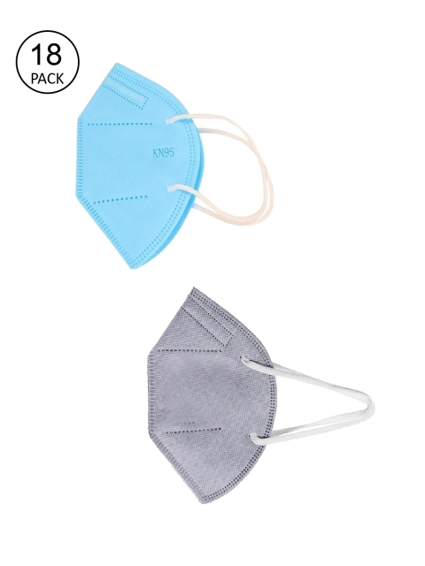 

OOMPH Unisex Pack of 18 Blue & Grey Anti-Pollution Reusable 5-Layer Mask