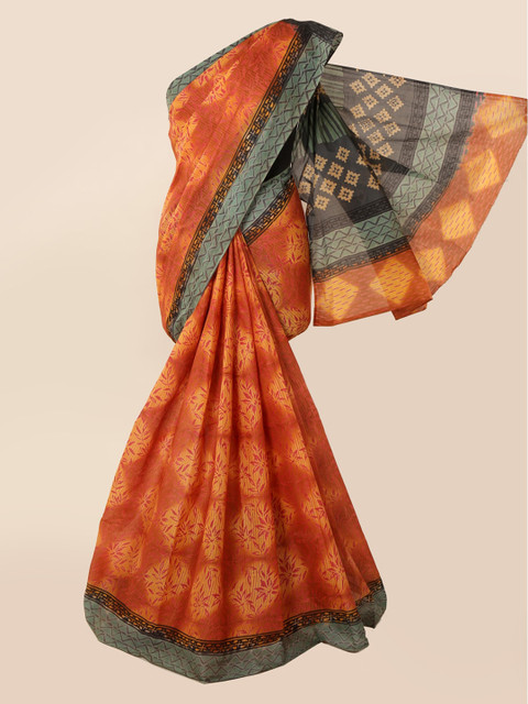 

Pothys Orange Printed Pure Cotton Saree