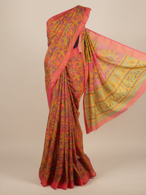 

Pothys Pink Printed Jute Silk Saree