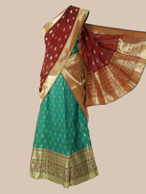 

Pothys Maroon & Green Silk Cotton Woven Design Saree