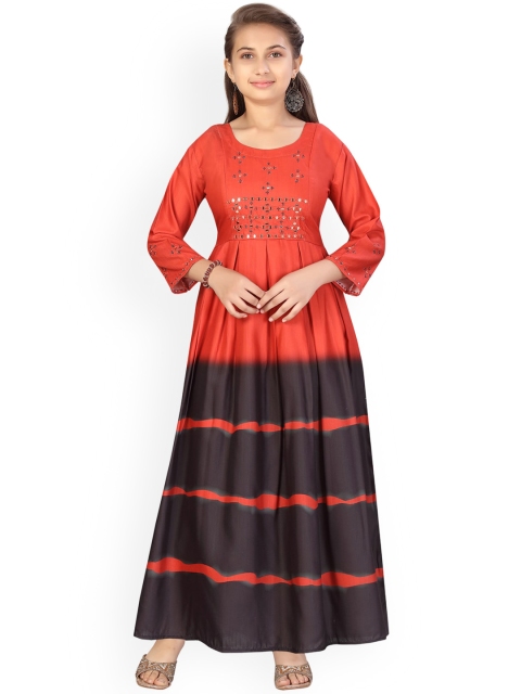 

Aarika Girls Red Solid Maxi Dress