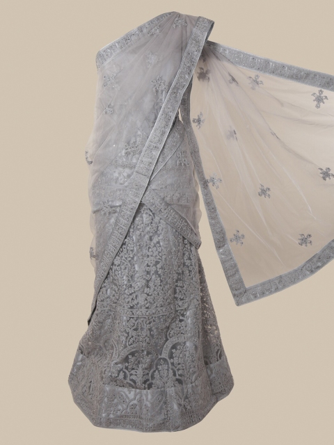 

Pothys Grey Embroidered Net Saree