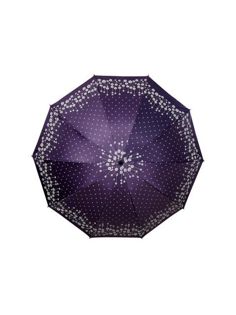 

LOOM LEGACY Purple & Off-White Floral Printed 3-Fold Umbrella