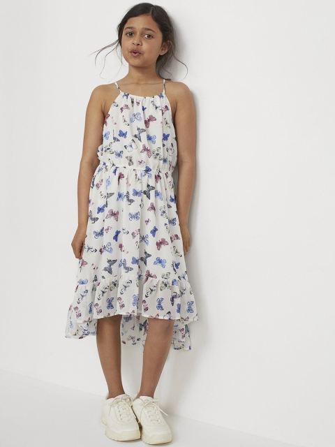 

H&M Girls White Printed Chiffon Dress