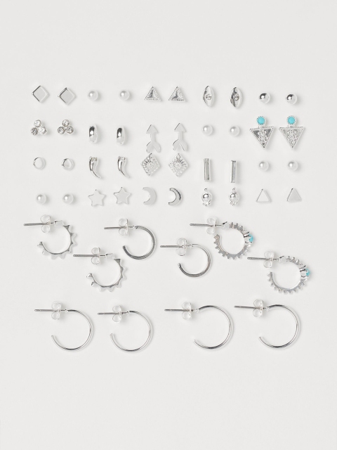 

H&M Women 25 Pairs Silver-Toned Earrings