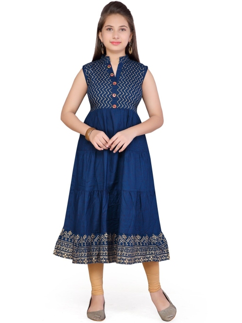 

Aarika Girls Blue Printed Cotton Kurta